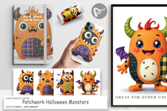 Digital Paper Patchwork Halloween Monsters Product Image 1