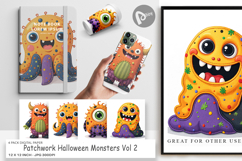 Digital Paper Patchwork Halloween Monsters Product Image 1