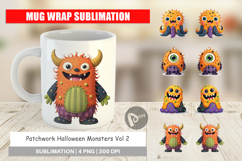 Mug Wrap Patchwork Halloween Monsters Product Image 1
