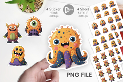 Patchwork Halloween Monsters Sticker Product Image 1