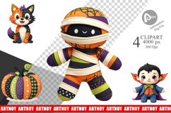 Patchwork Halloween Plushies Clipart Product Image 1