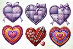 Patchwork Heart Valentine’s Day Clipart Product Image 4