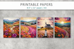 Patchwork Spring Landscape Printable Papers Product Image 2