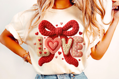 Love Valentine Patchwork PNG, Valentine's Day PNG, Coquette Product Image 1