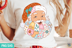 Patchwork Santa Claus PNG, Santa Face svg, Christmas svg Product Image 2