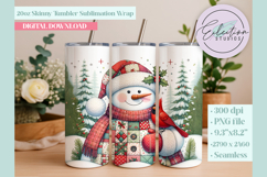 Quilted Christmas Snowman Cardinal Seamless Tumbler Wrap Product Image 1