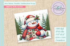 Quilted Christmas Snowman Cardinal Seamless Tumbler Wrap Product Image 2