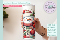 Quilted Christmas Snowman Cardinal Seamless Tumbler Wrap Product Image 3