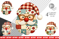Patchwork Santa Clipart Product Image 1