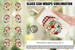 Patchwork Santa Glass Can Product Image 1