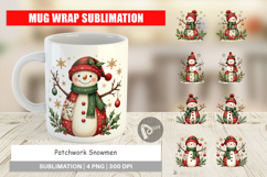 Patchwork Snowmen Mug Wrap Product Image 1