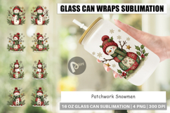 Patchwork Snowmen Glass Can Product Image 1