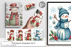 Patchwork Snowmen Digital Paper Product Image 1