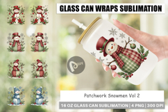 Patchwork Snowmen Glass Can Product Image 1