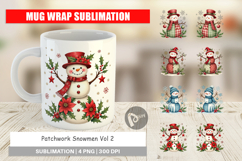Patchwork Snowmen Mug Wrap Product Image 1
