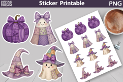 Patchwork Halloween Sticker | Cute Ghost Spooky Sticker Product Image 1