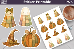 Patchwork Halloween Sticker | Cute Ghost Spooky Sticker Product Image 1