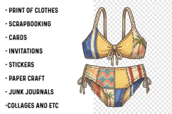 Patchwork Summer Bikini Clipart PNG Product Image 2