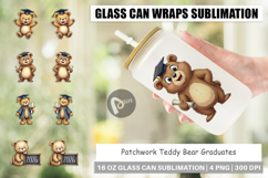 Patchwork Teddy Bear Grad Glass Can Product Image 1