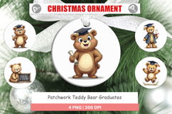 Patchwork Teddy Bear Grad Ornament Product Image 1