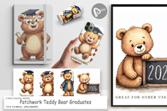 Patchwork Teddy Bear Grad Digital Paper Product Image 1