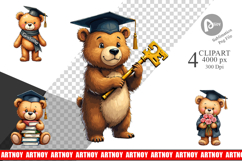 Patchwork Teddy Bear Grad Clipart Product Image 1