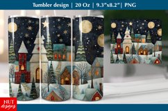 Patchwork night town tumbler, Cozy Christmas tumbler png Product Image 1