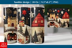 Patchwork Cozy town tumbler wrap, Houses Christmas tumbler Product Image 1