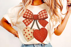 Coquette Valentine's Day Cherries Patchwork, Valentine Bow Product Image 2