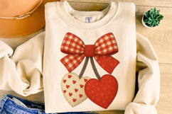 Coquette Valentine's Day Cherries Patchwork, Valentine Bow Product Image 4