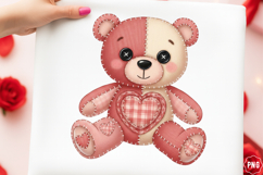 Patchwork Valentine Pink Teddy Bear Png Product Image 1