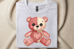 Patchwork Valentine Pink Teddy Bear Png Product Image 4