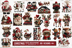 Christmas Patchwork Bundle 100 Designs PNGs Sublimation Product Image 4