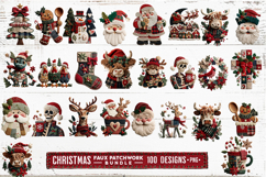 Christmas Patchwork Bundle 100 Designs PNGs Sublimation Product Image 2