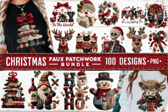 Christmas Patchwork Bundle 100 Designs PNGs Sublimation Product Image 1