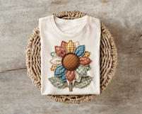 Quilted Sunflower | Patchwork | PNG Clipart Product Image 2