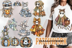 Retro Halloween Patchwork Clipart Product Image 1