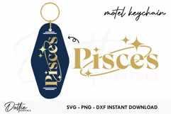 Pisces Zodiac Star Sign Motel Keychain - SVG DXF PNG Product Image 1