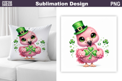 St. Patric's Day Pillow | Cute Flamingo Clover Product Image 1