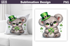 St. Patric's Day Pillow | Cute Koala Clover Product Image 1