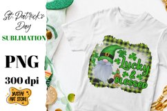 St. Patrick's Day Gnome sublimation design. Lucky &amp; Blessed Product Image 1