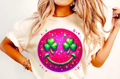St Patrick's Day Smiley Face PNG, Lucky Day PNG, Shamrock Product Image 1