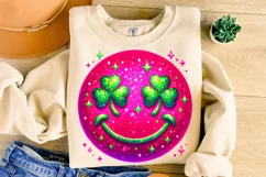 St Patrick's Day Smiley Face PNG, Lucky Day PNG, Shamrock Product Image 3