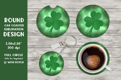 Patricks Day car coaster sublimation. Green round coaster 01 Product Image 1