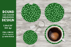 Green leaves car coaster sublimation Spring round coaster 03 Product Image 1