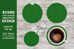 Patricks Day car coaster sublimation. Green round coaster 04 Product Image 1
