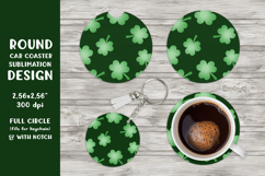 Green leaves car coaster sublimation Spring round coaster 05 Product Image 1