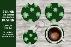 Green leaves car coaster sublimation Spring round coaster 06 Product Image 1