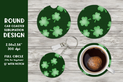 Green leaves car coaster sublimation Spring round coaster 07 Product Image 1