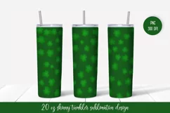 Green Clover Leaves Patricks Day Tumbler Sublimation Wrap Product Image 1